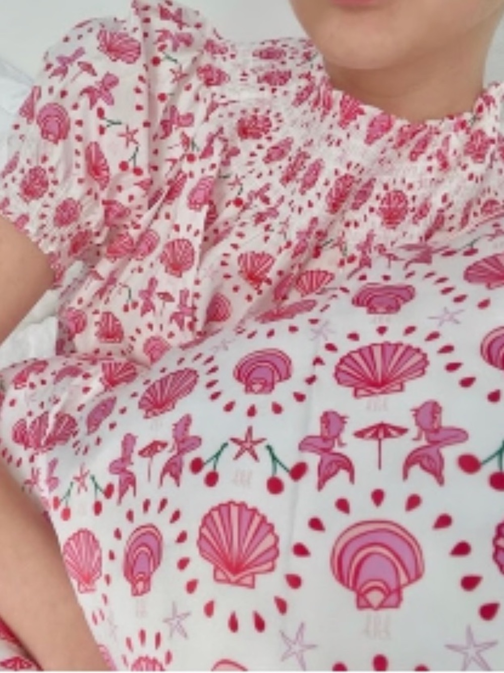 Hill House Home Katherine Nap Dress in the White Mermaid Cherry print medium M